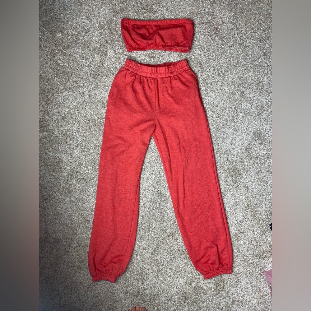Matching Sweatsuit Two-Piece Red Small